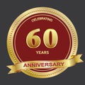 60 years anniversary logo template golden vector design background  for celebration, invitation or greeting card Royalty Free Stock Photo